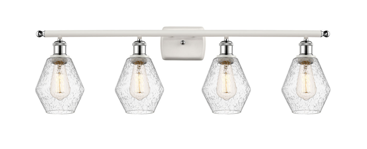 Innovations 516-4W-WPC-G654-6 Four Light Bath Vanity, White Polished Chrome
