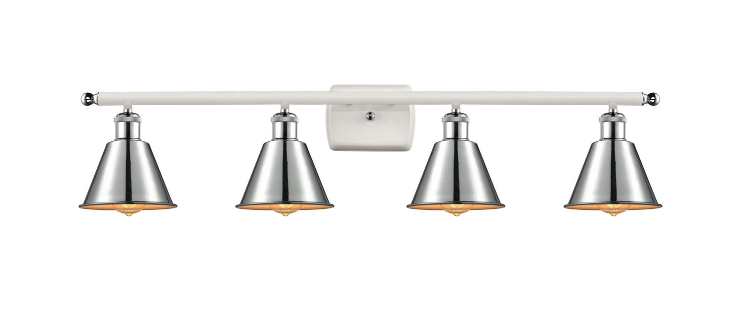 Innovations 516-4W-WPC-M8-PC Four Light Bath Vanity, White Polished Chrome
