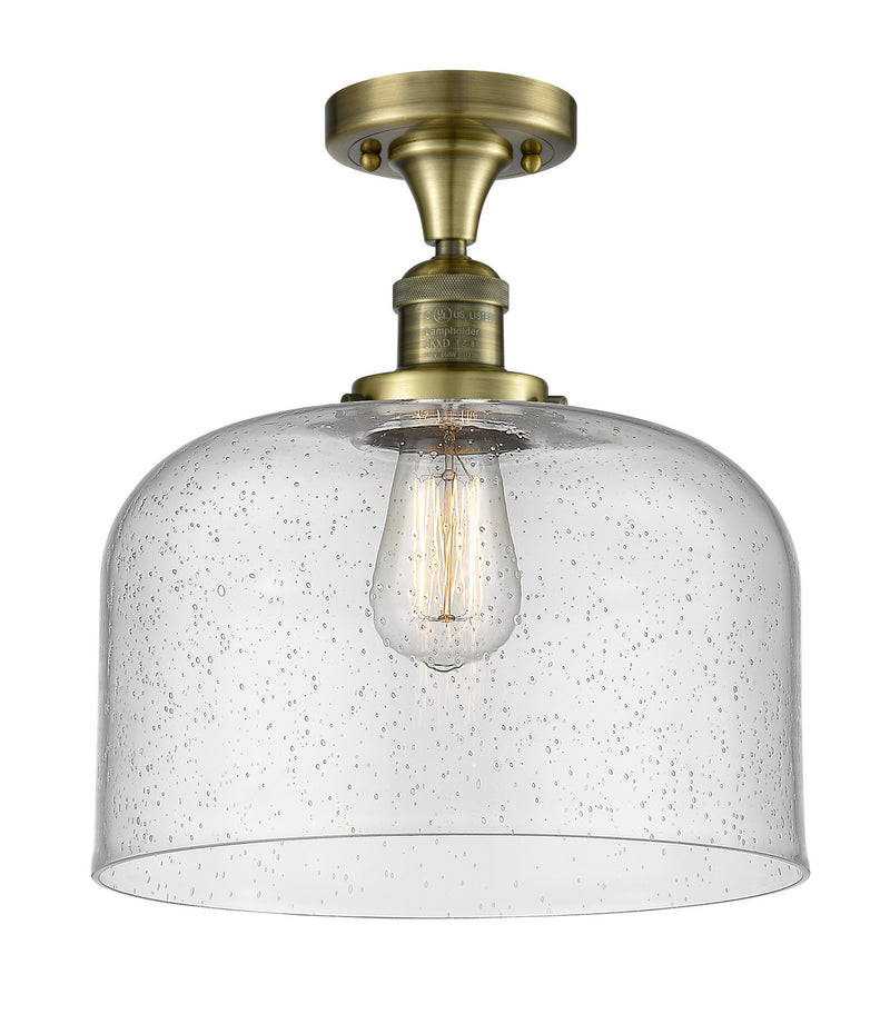 Innovations 517-1CH-AB-G74-L One Light Semi-Flush Mount, Antique Brass