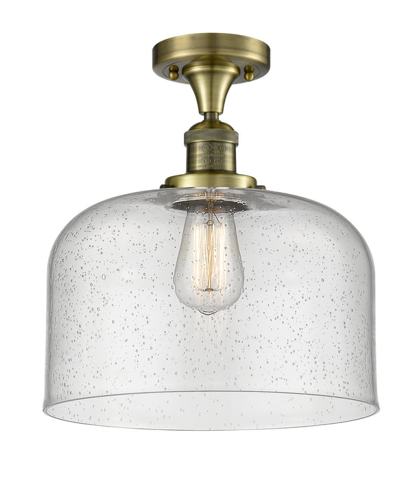 Innovations 517-1CH-AB-G74-L One Light Semi-Flush Mount, Antique Brass