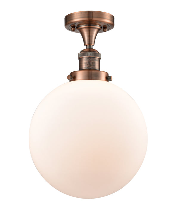Innovations 517-1CH-AC-G201-10 One Light Semi-Flush Mount, Antique Copper