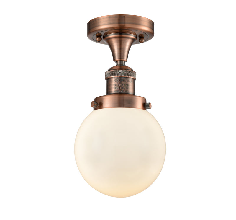 Innovations 517-1CH-AC-G201-6 One Light Semi-Flush Mount, Antique Copper