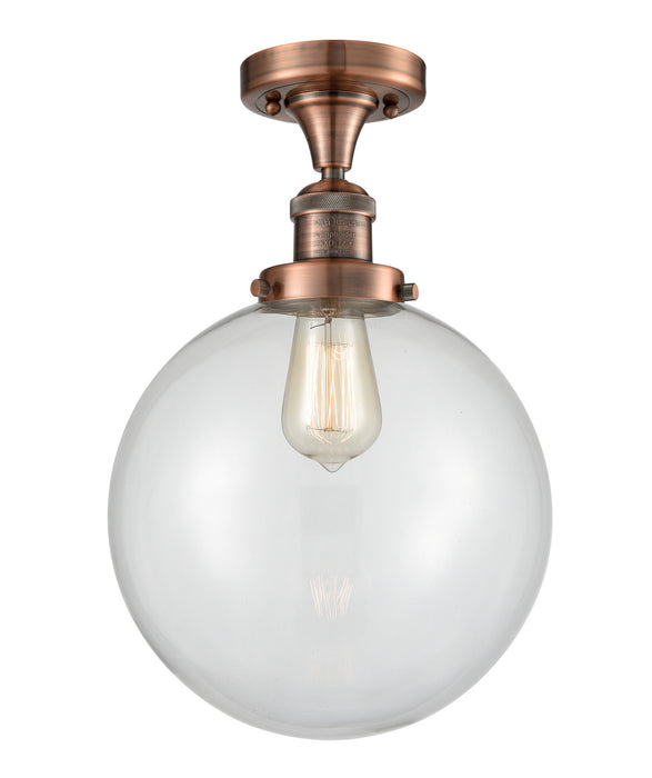 Innovations 517-1CH-AC-G202-10 One Light Semi-Flush Mount, Antique Copper