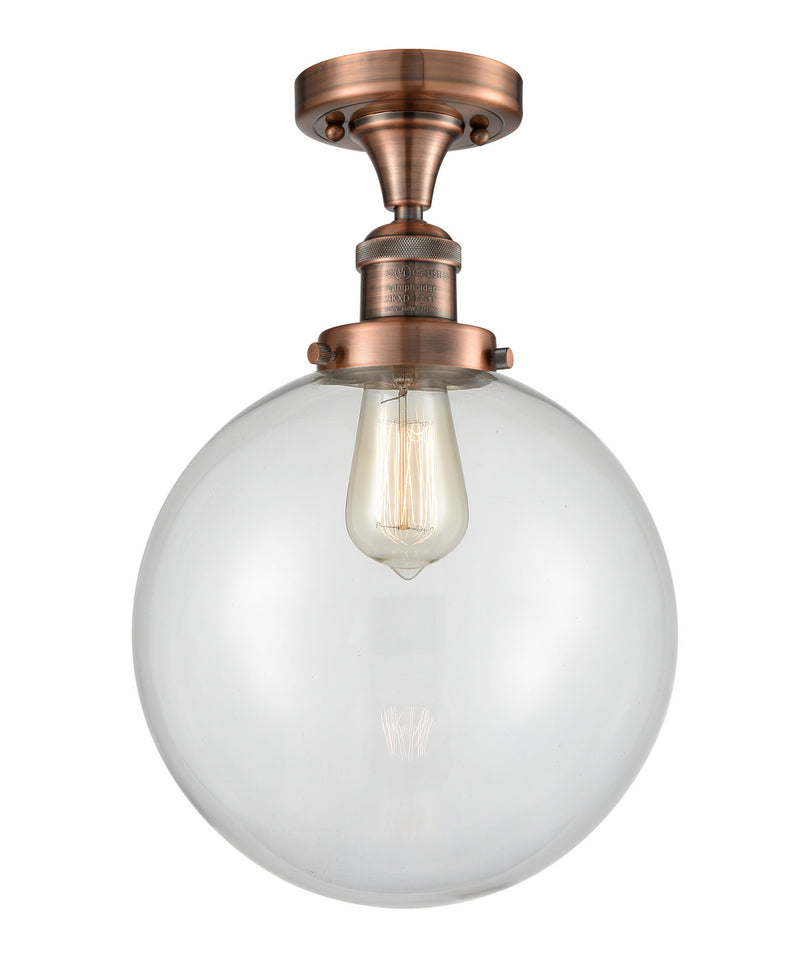 Innovations 517-1CH-AC-G202-10-LED LED Semi-Flush Mount, Antique Copper