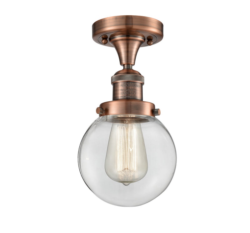 Innovations 517-1CH-AC-G202-6 One Light Semi-Flush Mount, Antique Copper