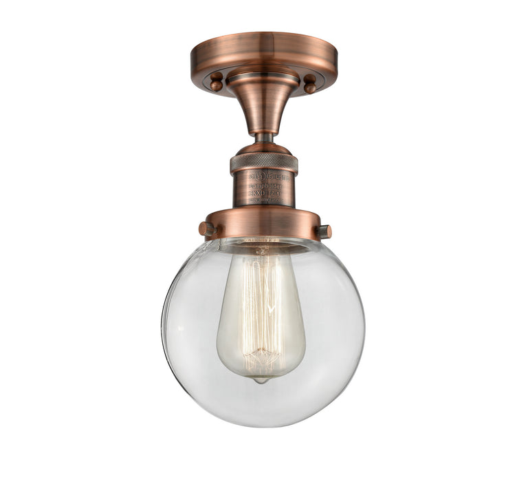 Innovations 517-1CH-AC-G202-6-LED LED Semi-Flush Mount, Antique Copper