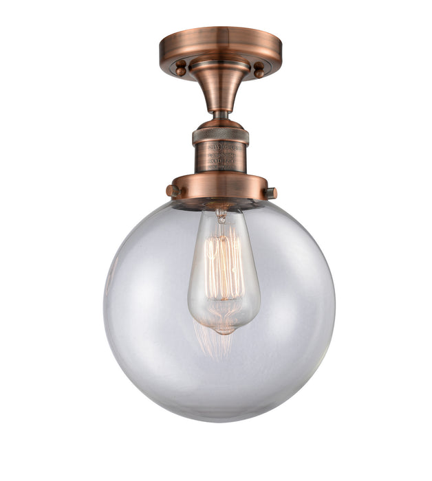 Innovations 517-1CH-AC-G202-8 One Light Semi-Flush Mount, Antique Copper