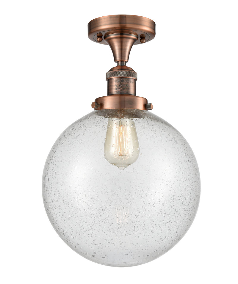 Innovations 517-1CH-AC-G204-10-LED LED Semi-Flush Mount, Antique Copper