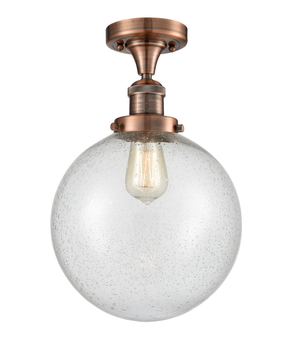 Innovations 517-1CH-AC-G204-10-LED LED Semi-Flush Mount, Antique Copper