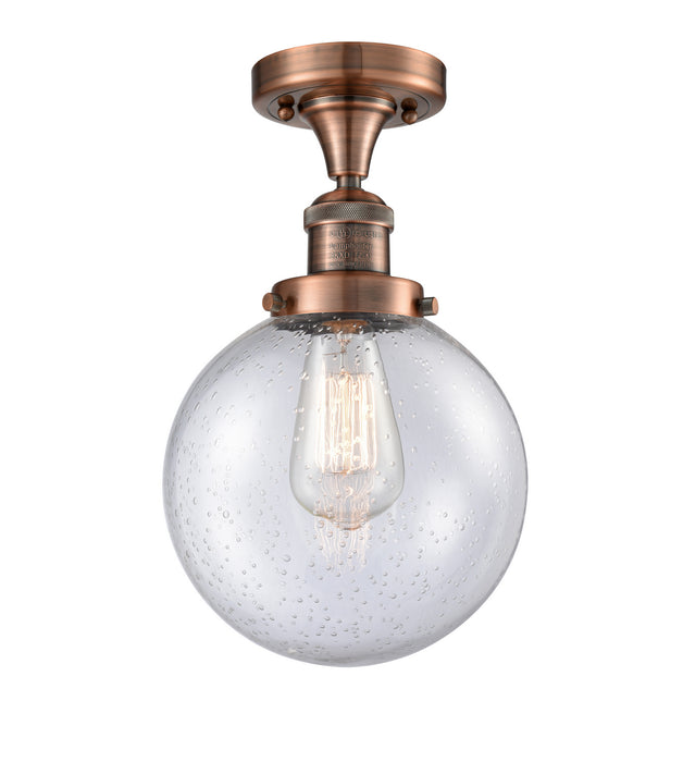 Innovations 517-1CH-AC-G204-8 One Light Semi-Flush Mount, Antique Copper