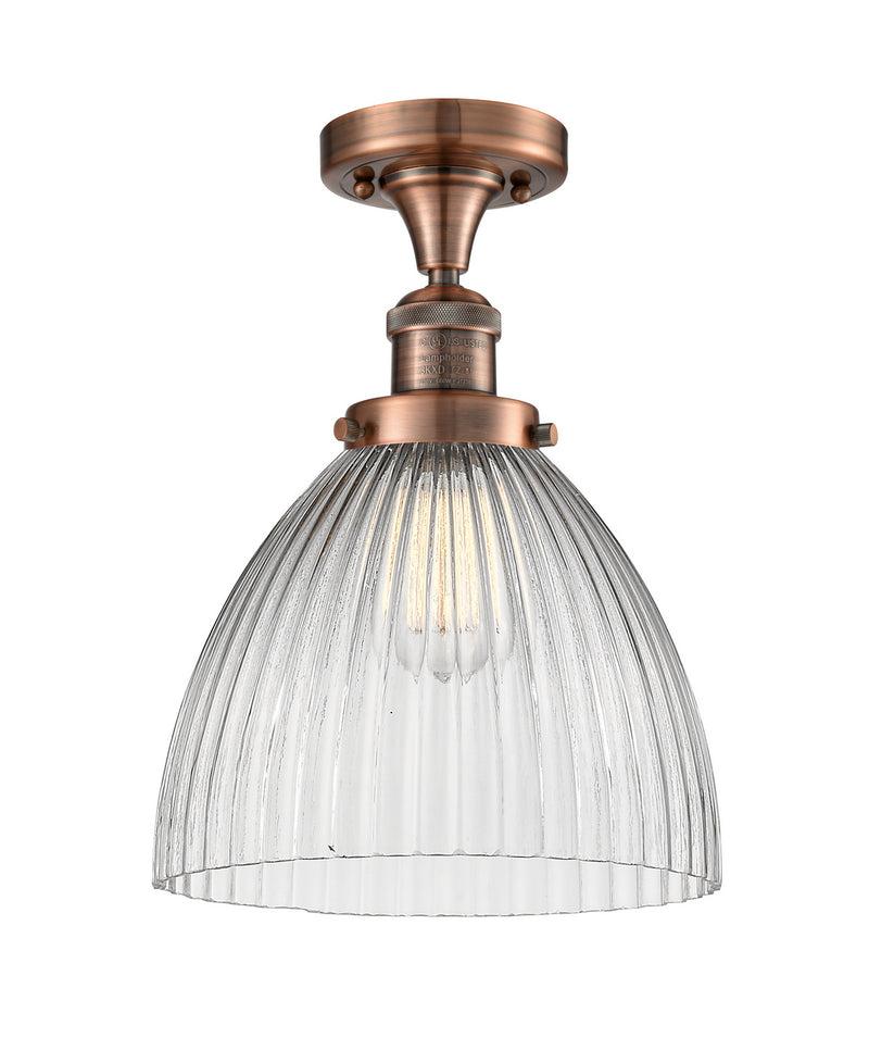 Innovations 517-1CH-AC-G222 One Light Semi-Flush Mount, Antique Copper