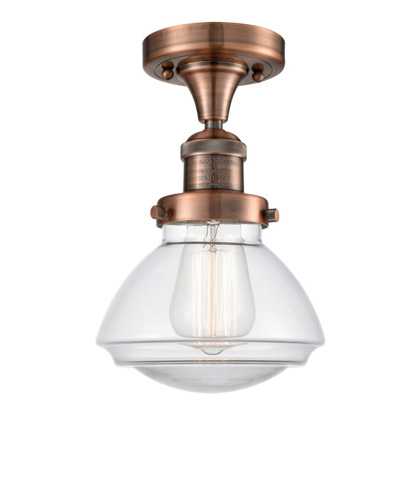 Innovations 517-1CH-AC-G322-LED LED Semi-Flush Mount, Antique Copper