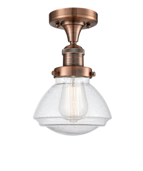 Innovations 517-1CH-AC-G324-LED LED Semi-Flush Mount, Antique Copper