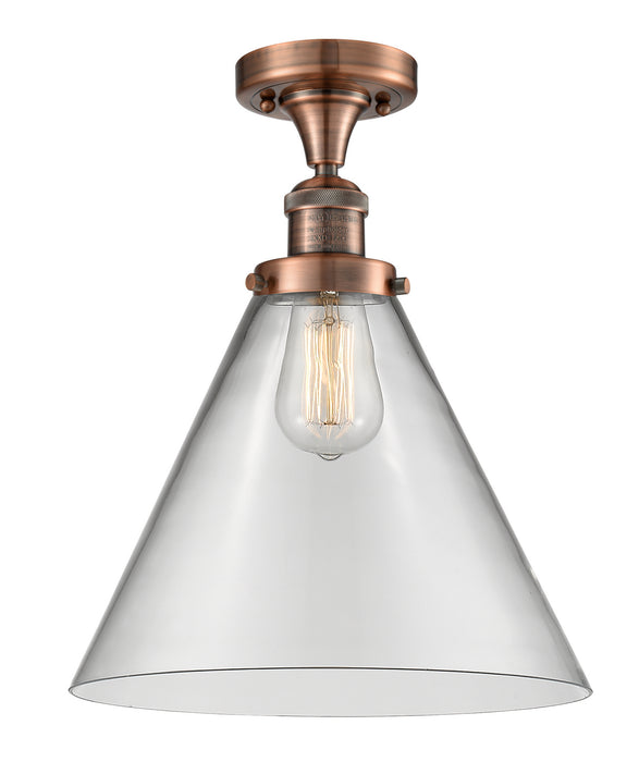 Innovations 517-1CH-AC-G42-L One Light Semi-Flush Mount, Antique Copper