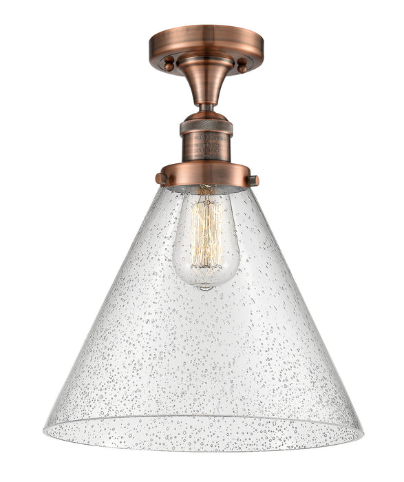 Innovations 517-1CH-AC-G44-L One Light Semi-Flush Mount, Antique Copper