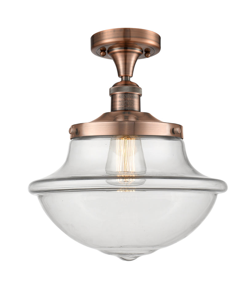 Innovations 517-1CH-AC-G542 One Light Semi-Flush Mount, Antique Copper
