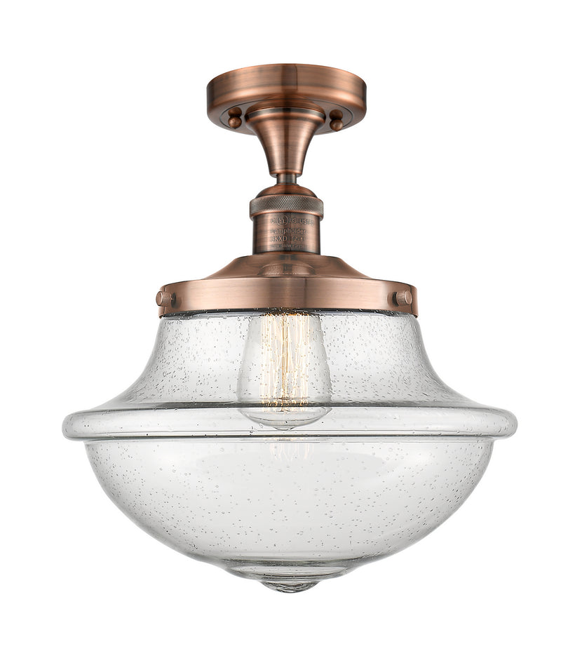 Innovations 517-1CH-AC-G544 One Light Semi-Flush Mount, Antique Copper
