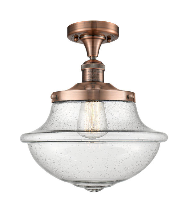 Innovations 517-1CH-AC-G544 One Light Semi-Flush Mount, Antique Copper