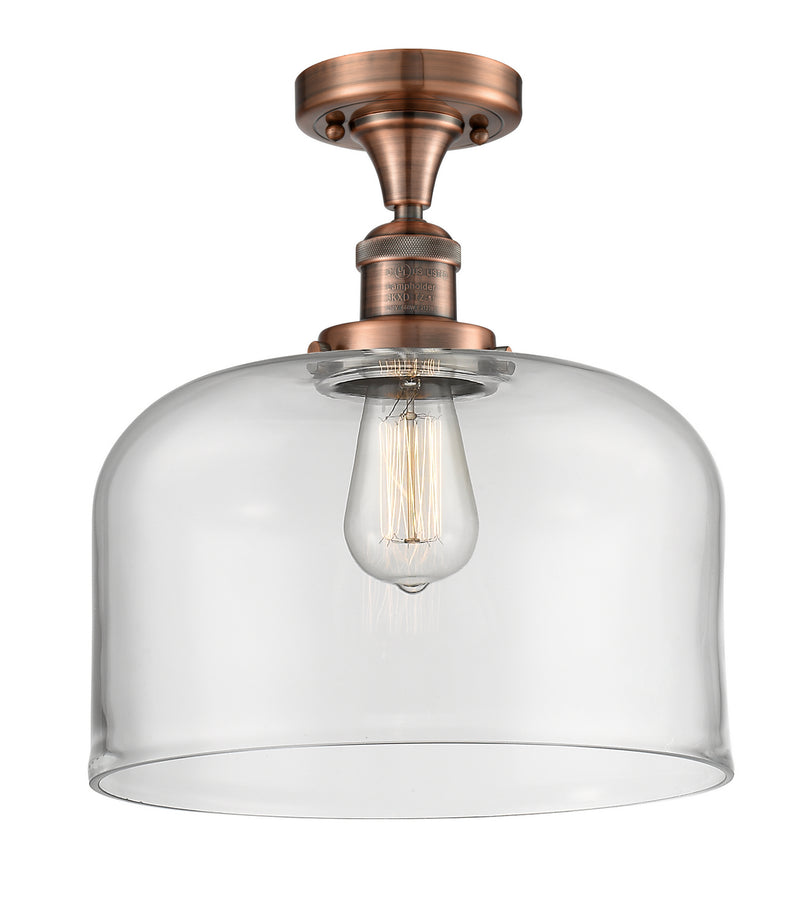 Innovations 517-1CH-AC-G72-L One Light Semi-Flush Mount, Antique Copper
