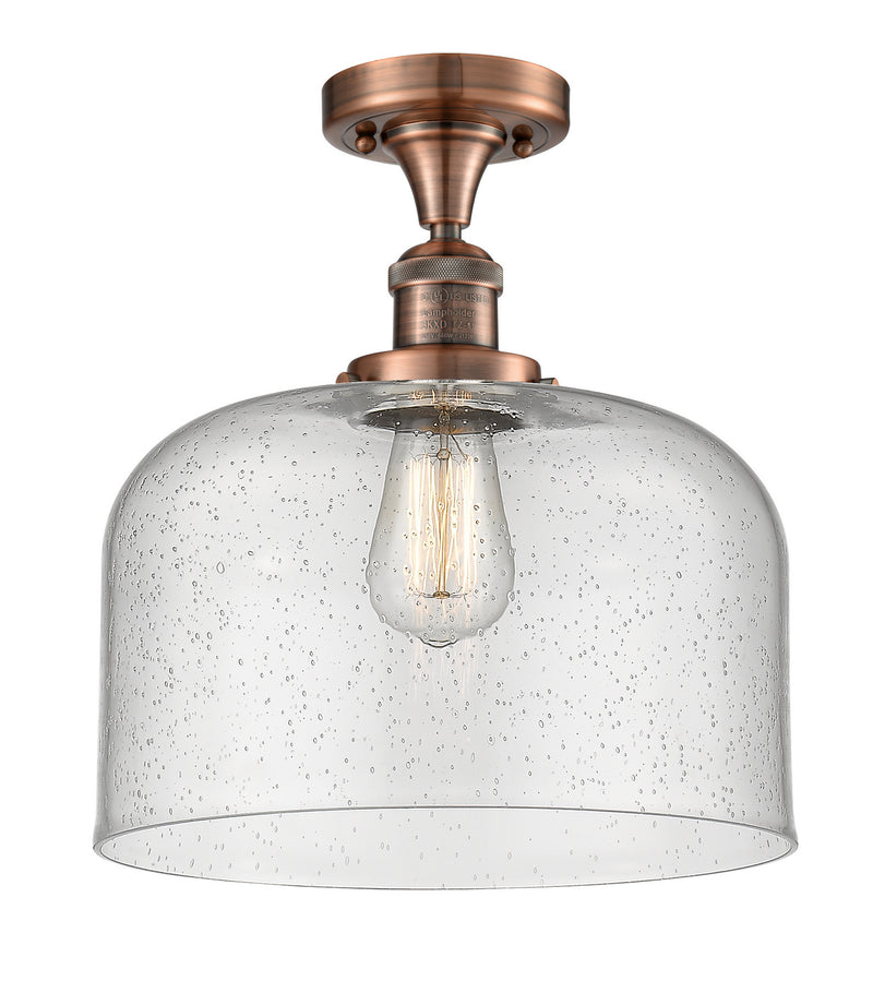 Innovations 517-1CH-AC-G74-L One Light Semi-Flush Mount, Antique Copper