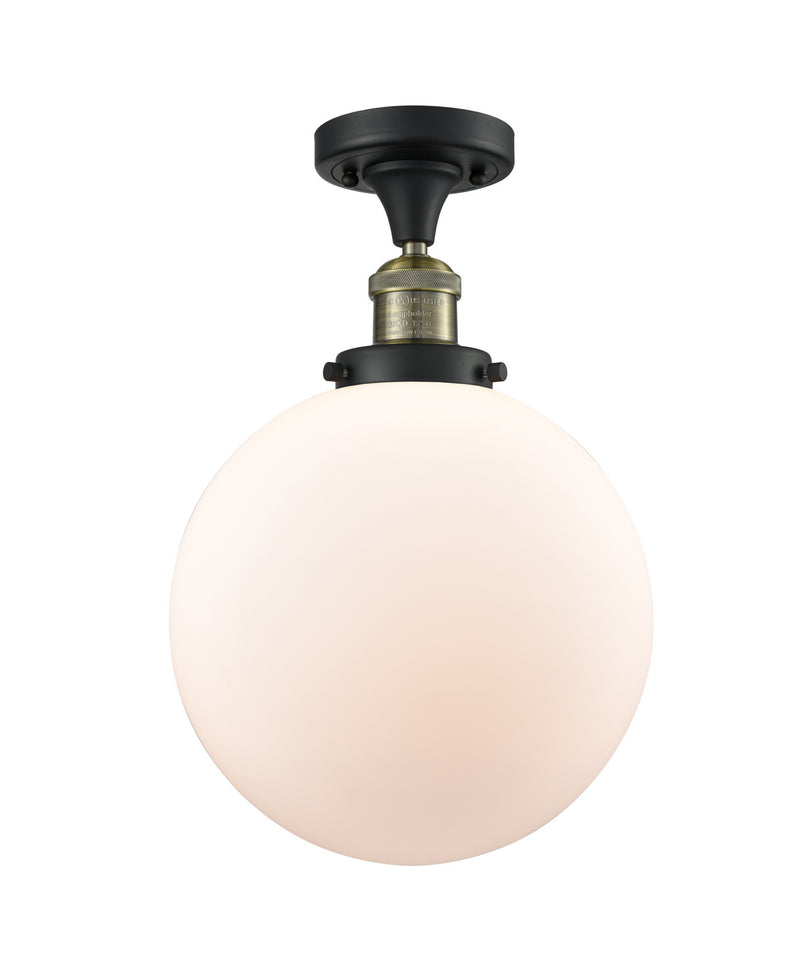 Innovations 517-1CH-BAB-G201-10-LED LED Semi-Flush Mount, Black Antique Brass