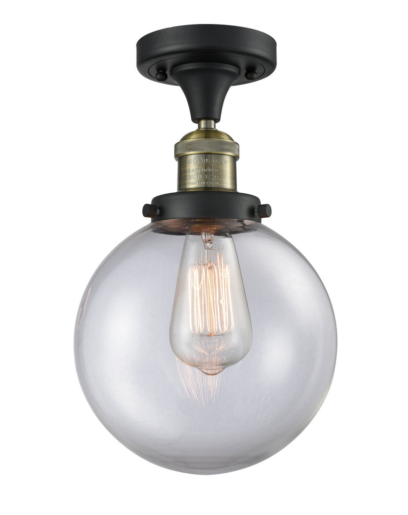 Innovations 517-1CH-BAB-G202-8 One Light Semi-Flush Mount, Black Antique Brass