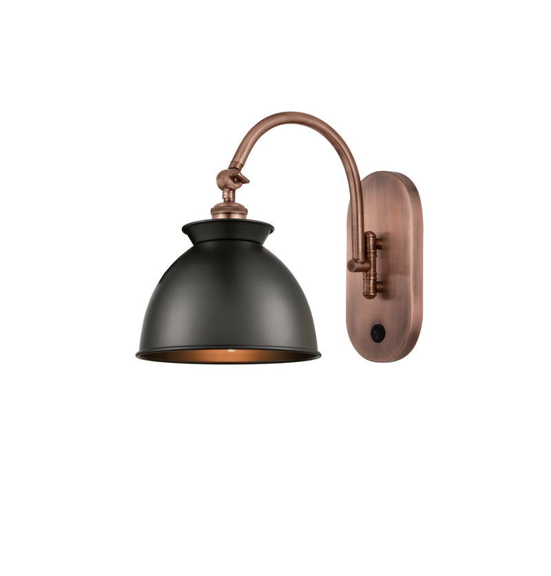 Innovations 518-1W-AC-M14-BK One Light Wall Sconce, Antique Copper