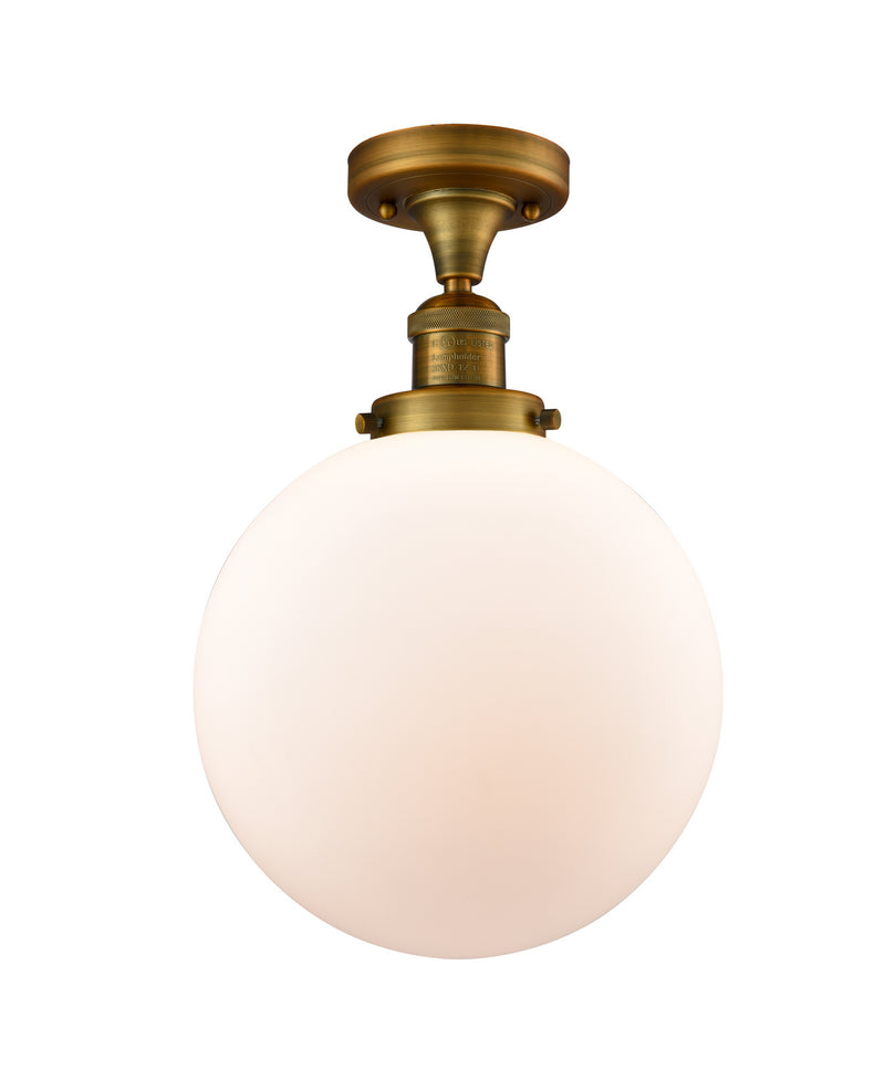 Innovations 517-1CH-BB-G201-10-LED LED Semi-Flush Mount, Brushed Brass