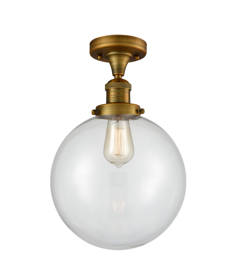 Innovations 517-1CH-BB-G202-10 One Light Semi-Flush Mount, Brushed Brass