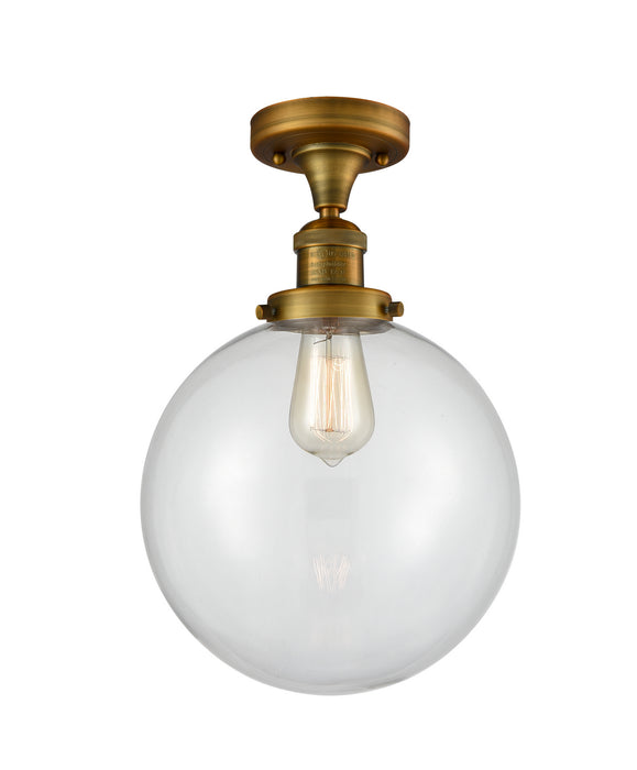Innovations 517-1CH-BB-G202-10-LED LED Semi-Flush Mount, Brushed Brass