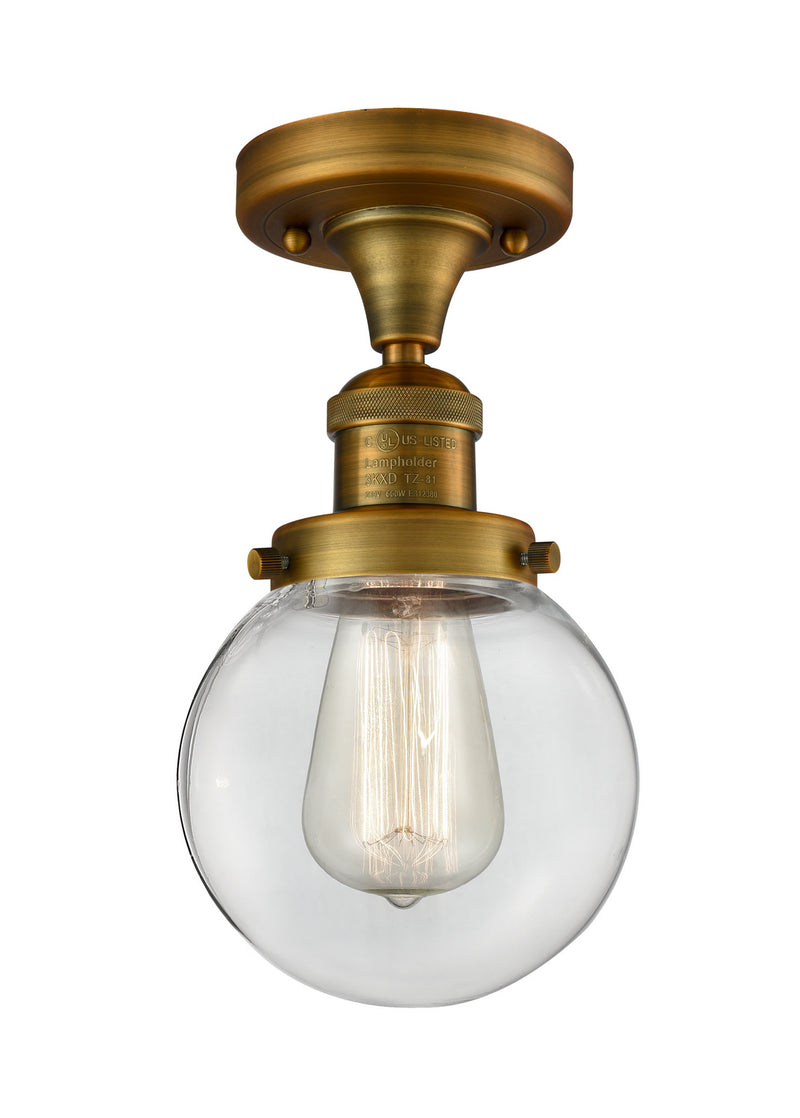 Innovations 517-1CH-BB-G202-6 One Light Semi-Flush Mount, Brushed Brass