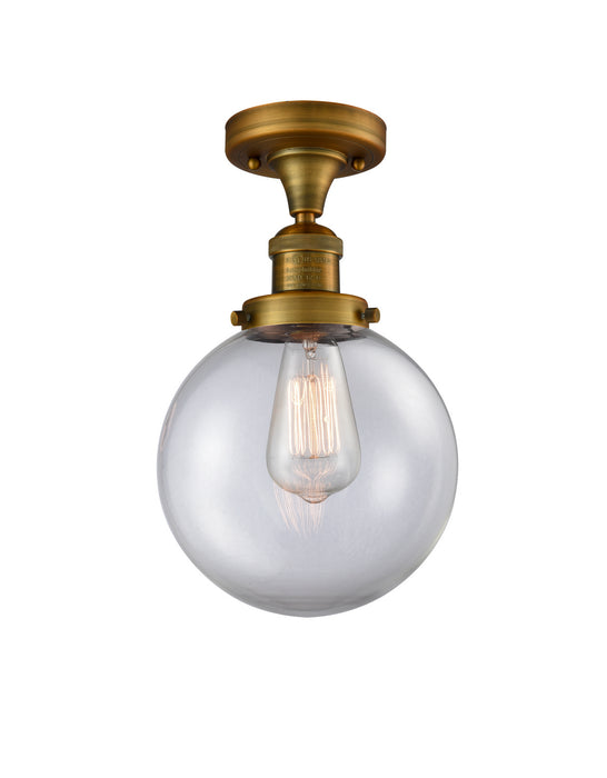Innovations 517-1CH-BB-G202-8 One Light Semi-Flush Mount, Brushed Brass