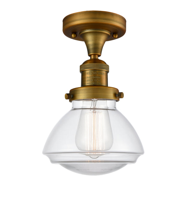Innovations 517-1CH-BB-G322 One Light Semi-Flush Mount, Brushed Brass
