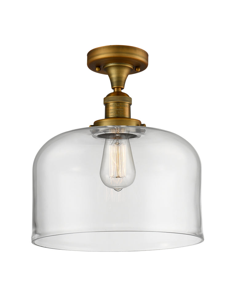 Innovations 517-1CH-BB-G72-L One Light Semi-Flush Mount, Brushed Brass