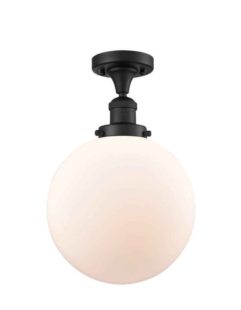 Innovations 517-1CH-BK-G201-10 One Light Semi-Flush Mount, Matte Black