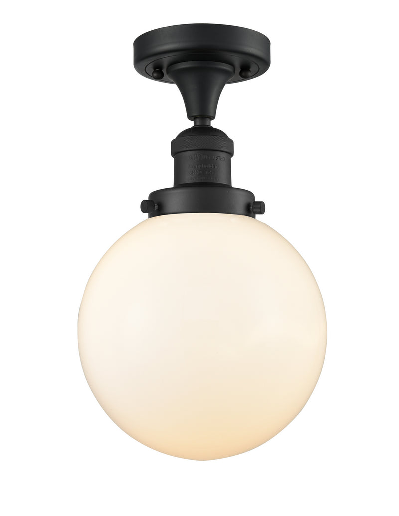Innovations 517-1CH-BK-G201-8 One Light Semi-Flush Mount, Matte Black
