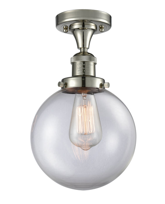 Innovations 517-1CH-PN-G202-8 One Light Semi-Flush Mount, Polished Nickel