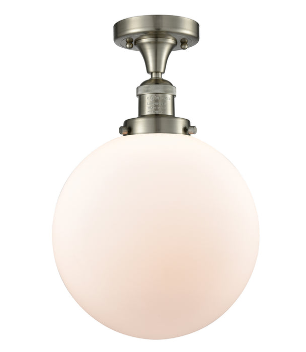 Innovations 517-1CH-SN-G201-10 One Light Semi-Flush Mount, Brushed Satin Nickel