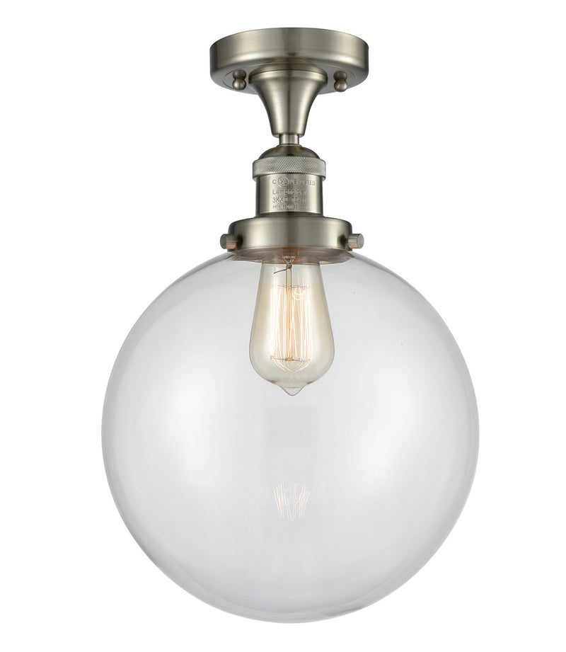 Innovations 517-1CH-SN-G202-10-LED LED Semi-Flush Mount, Brushed Satin Nickel