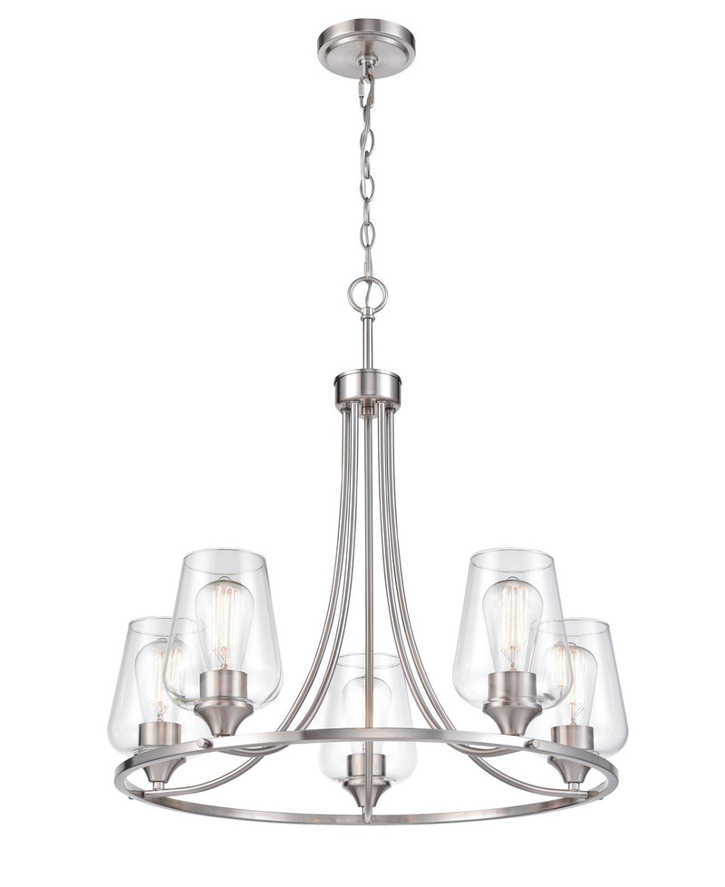 Millennium 9725-BN Five Light Chandelier, Brushed Nickel