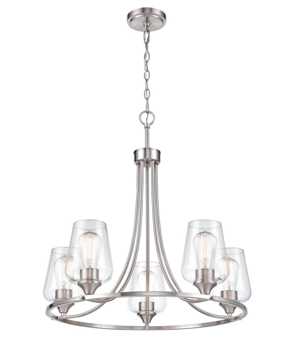 Millennium 9725-BN Five Light Chandelier, Brushed Nickel