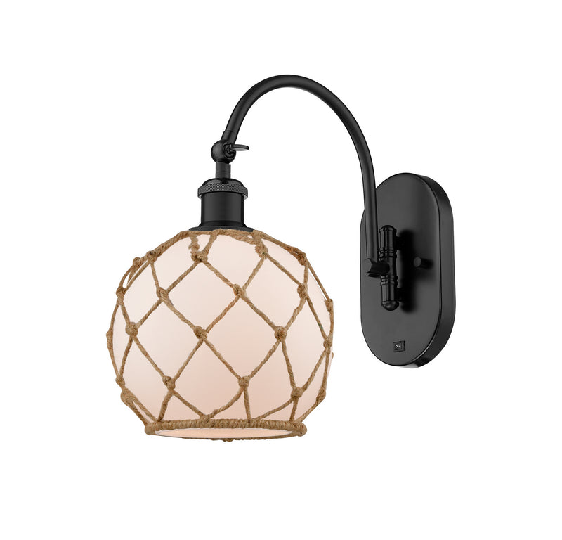 Innovations 518-1W-BK-G121-8RB One Light Wall Sconce, Matte Black