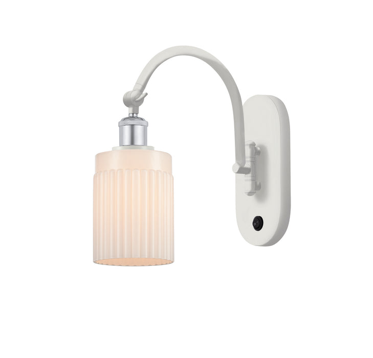 Innovations 518-1W-WPC-G341 One Light Wall Sconce, White Polished Chrome
