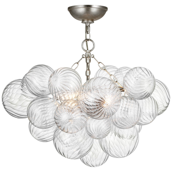 Visual Comfort Signature JN 4110BSL/CG LED Semi-Flush Mount, Burnished Silver Leaf and Clear Swirled Glass