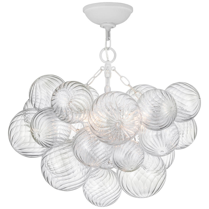 Visual Comfort Signature JN 4110PW/CG LED Semi-Flush Mount, Plaster White and Clear Swirled Glass