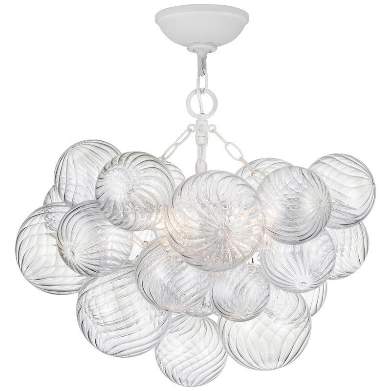 Visual Comfort Signature JN 4110PW/CG LED Semi-Flush Mount, Plaster White and Clear Swirled Glass