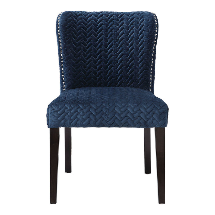 Uttermost 23486-2 Accent Chairs, Set Of 2, Blue Polyester Velvet