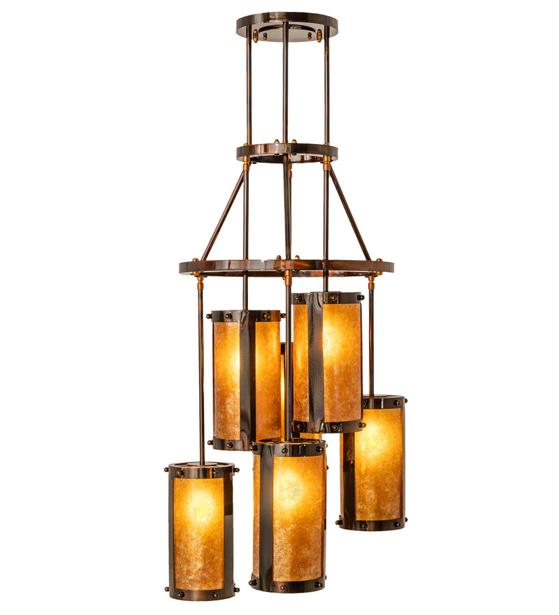 Meyda Tiffany 250768 Six Light Chandelier, Dark Burnished Transparent Copper