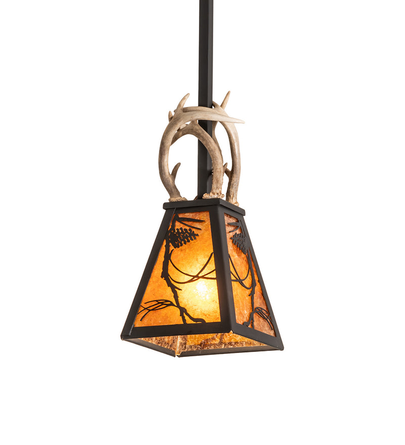 Meyda Tiffany 250974 One Light Pendant, Costello Black Hand Rubbed Iron