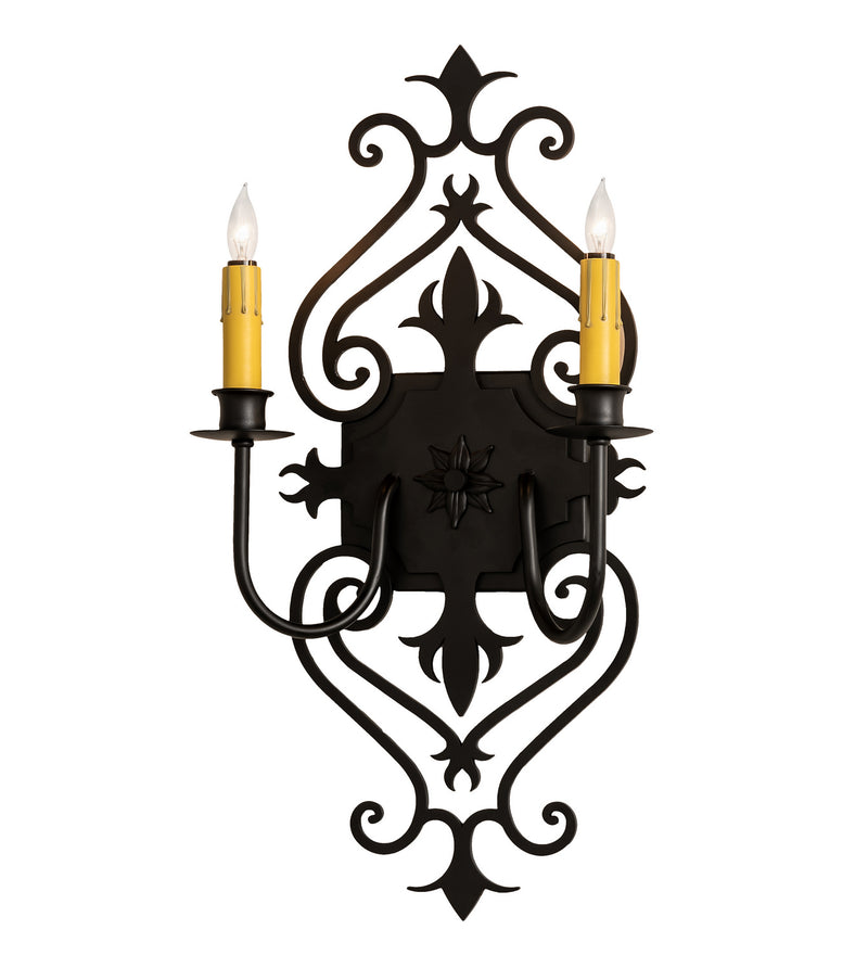 Meyda Tiffany 253607 Two Light Wall Sconce, Blackwash